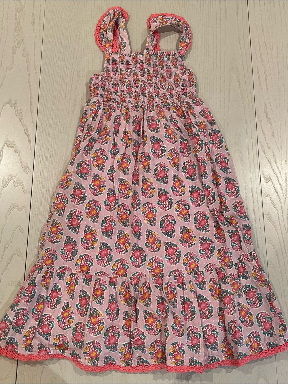 Mini Boden Ruffle Floral Medallion Dress - Size 6-7